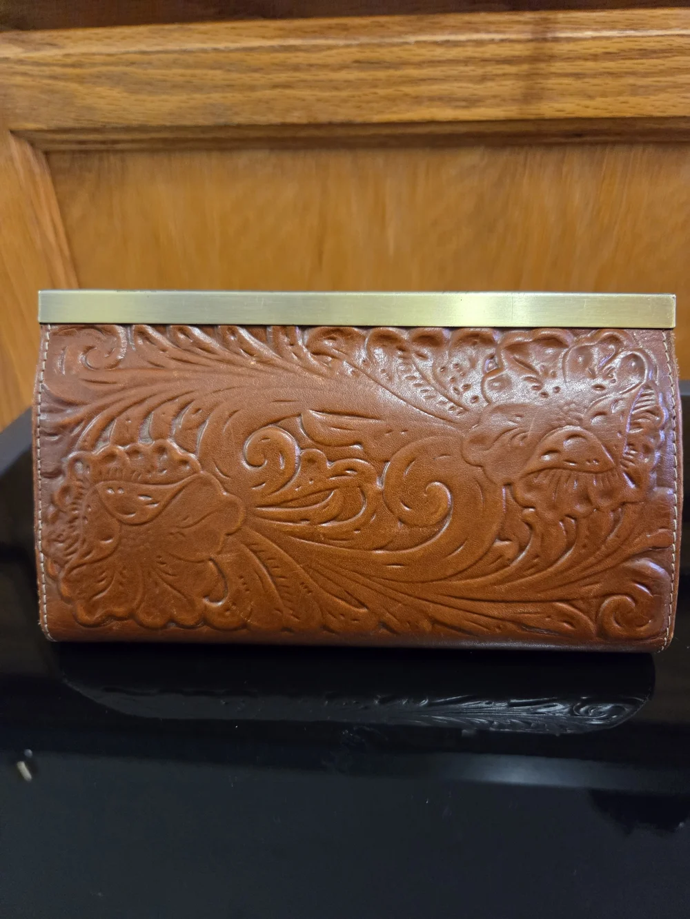 Patricia Nash Embossed Floral Leather Cauchy Wallet - Brown
